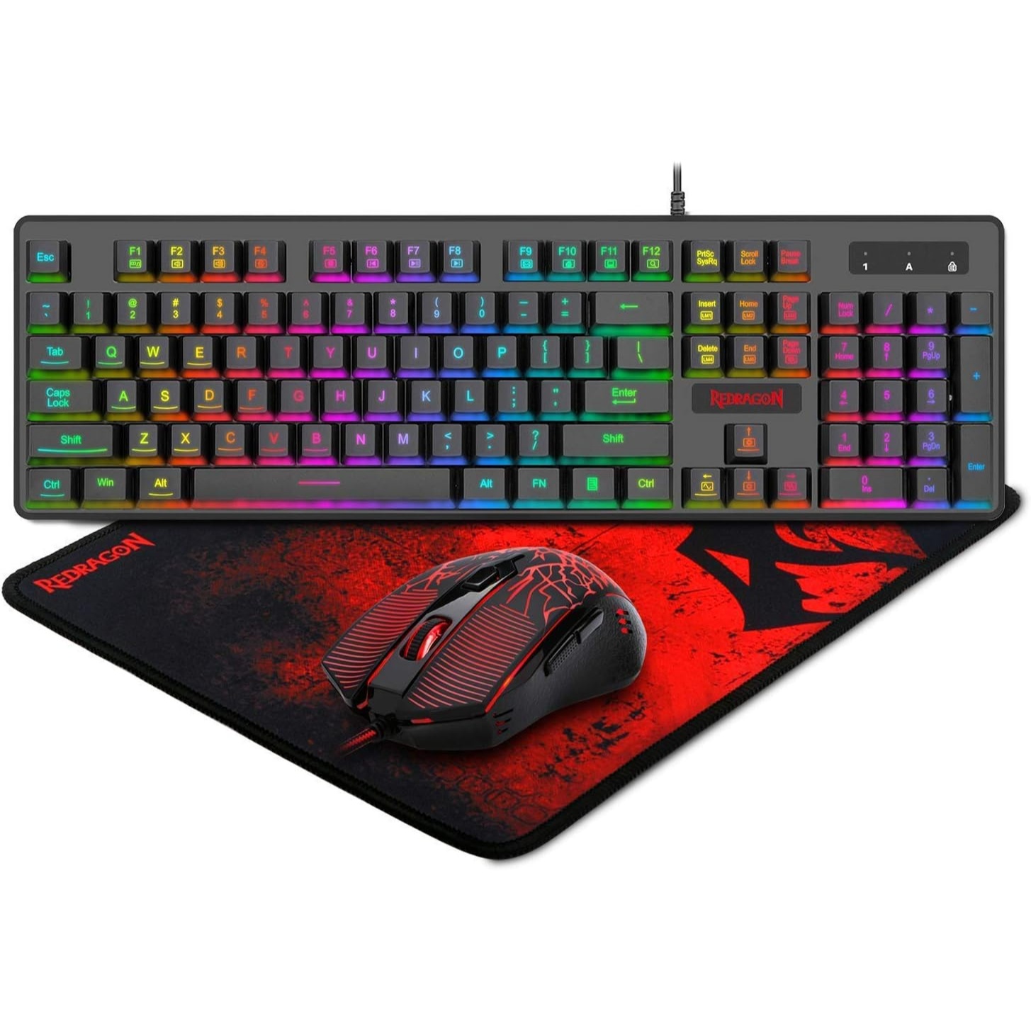 ڕێدراگۆن S107-RGB پاکێجی بنەڕەتی یاریکردنی ٣-لە-١ (کیبۆرد، ماوس و ماوسپاد)