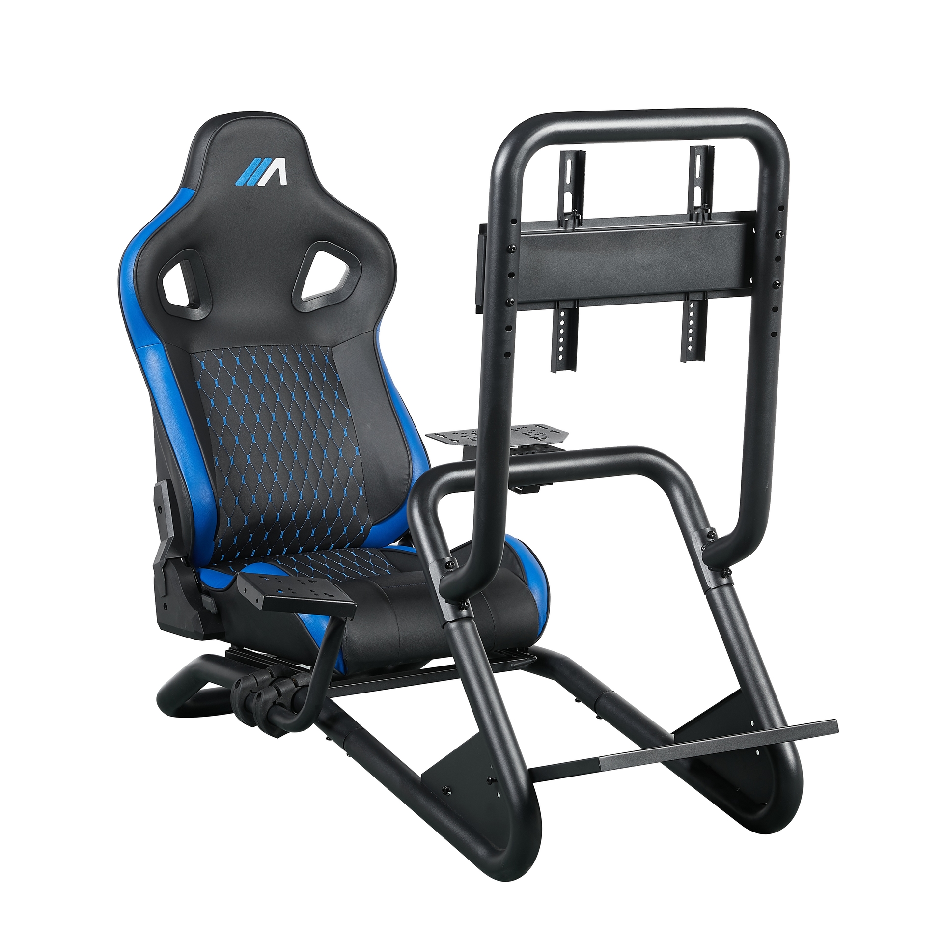 AG Agon Racing Simulator Bucket Seat Chair & Integrated Monitor Stand (Black & Blue)