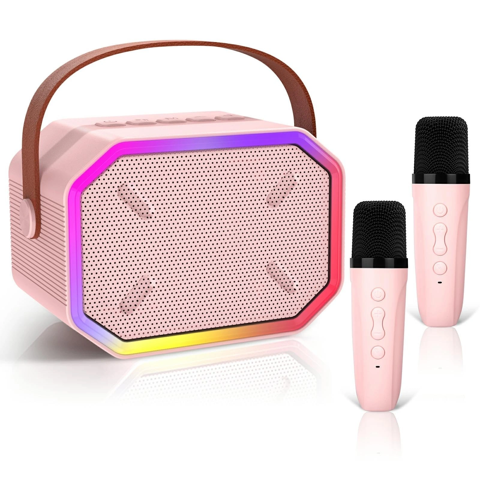 P3 Portable Bluetooth Speaker with Wireless Karaoke Microphone (Pink / Beige / Blue)