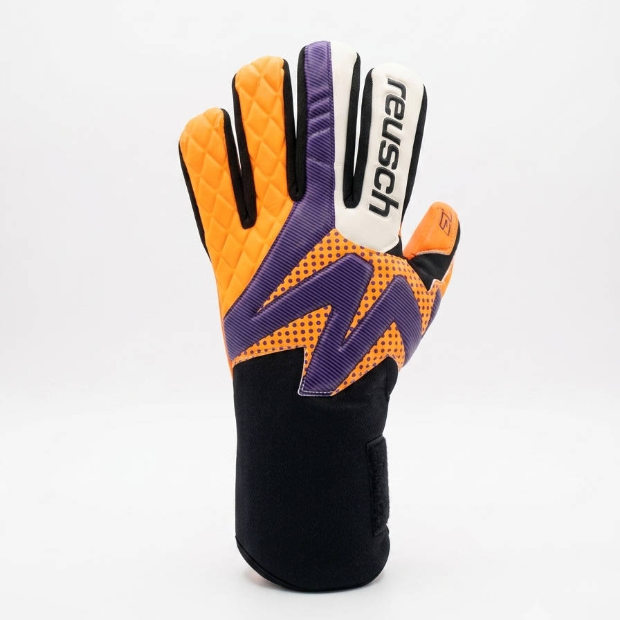 Reusch Attrakt Goalkeeper Gloves (White, Purple & Orange)