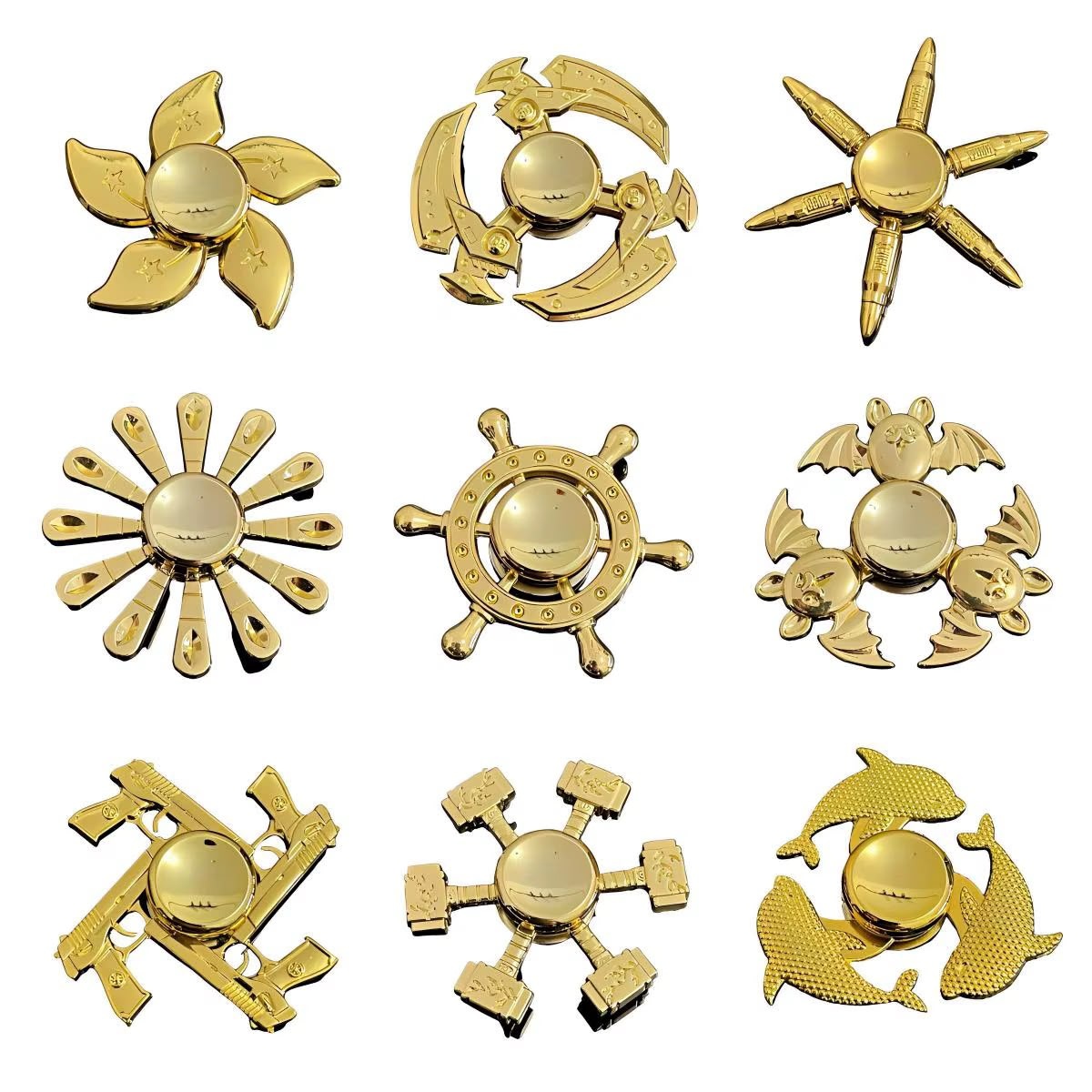 Gold Fidget Spinner (Random Metallic Style) – Metal Stress Relief Toy