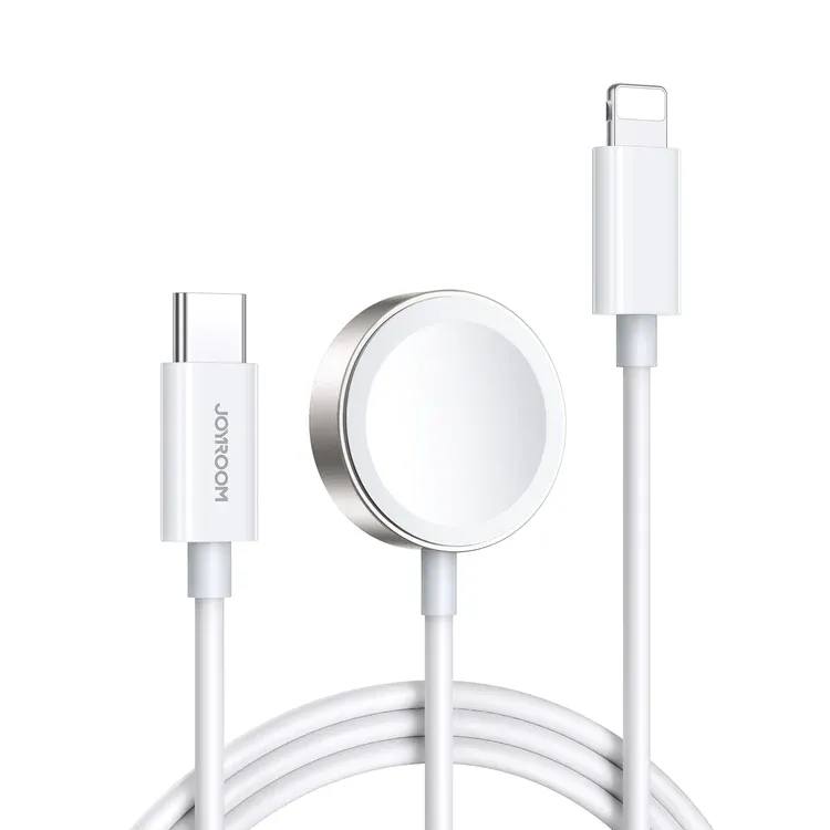 کێبڵی جۆیڕووم USB Type-C 20W PD لەگەڵ شەحنی ئیندەکتیڤ بۆ ئەپڵ واچ (١.٥م، سپی)