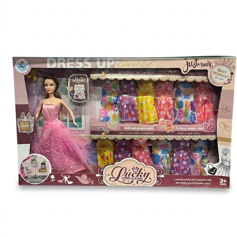 بووکەڵەی شازادەی بەختەوەر (Lucky Princess) لەگەڵ فستان و کەلوپەل