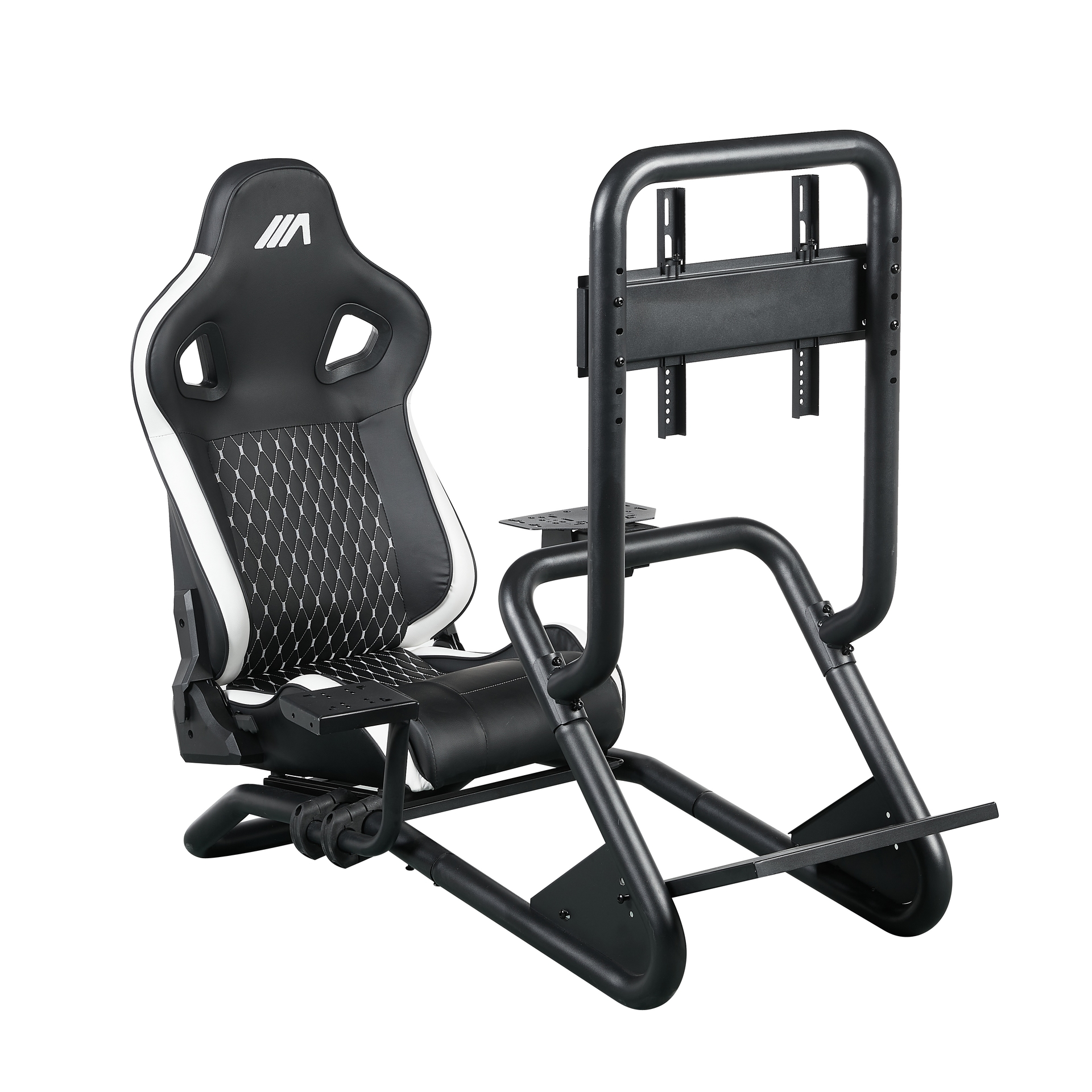 AG Agon Racing Simulator Bucket Seat Chair & Integrated Monitor Stand (Black & White)
