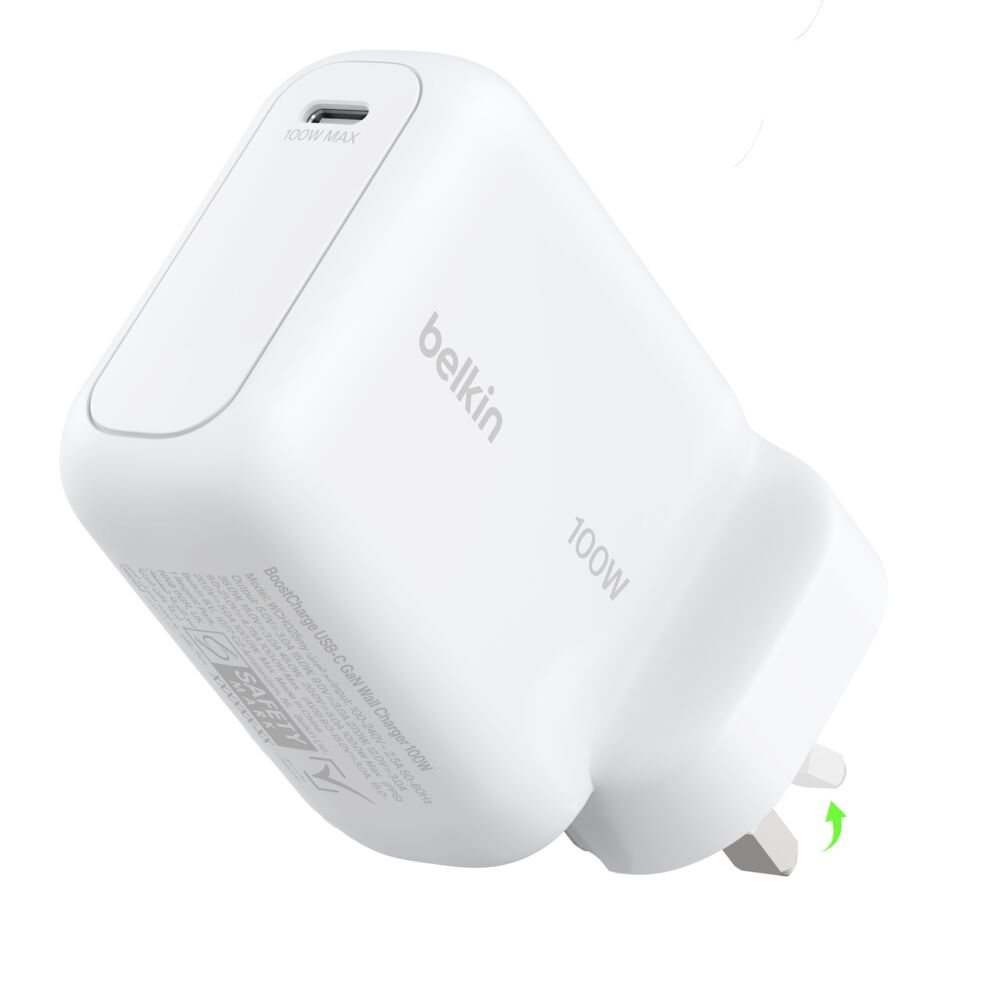 Belkin 100W USB-C GaN Fast Wall Charger – White