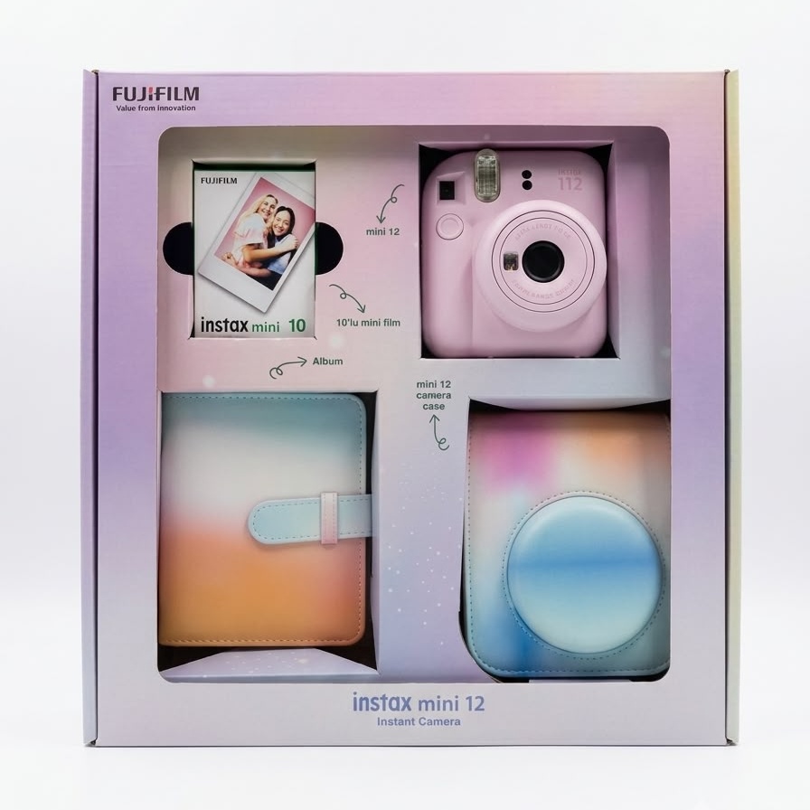 Fujifilm Instax Mini 12 Instant Film Camera, Fuji Instax Mini Film Set (Blossom Pink)
