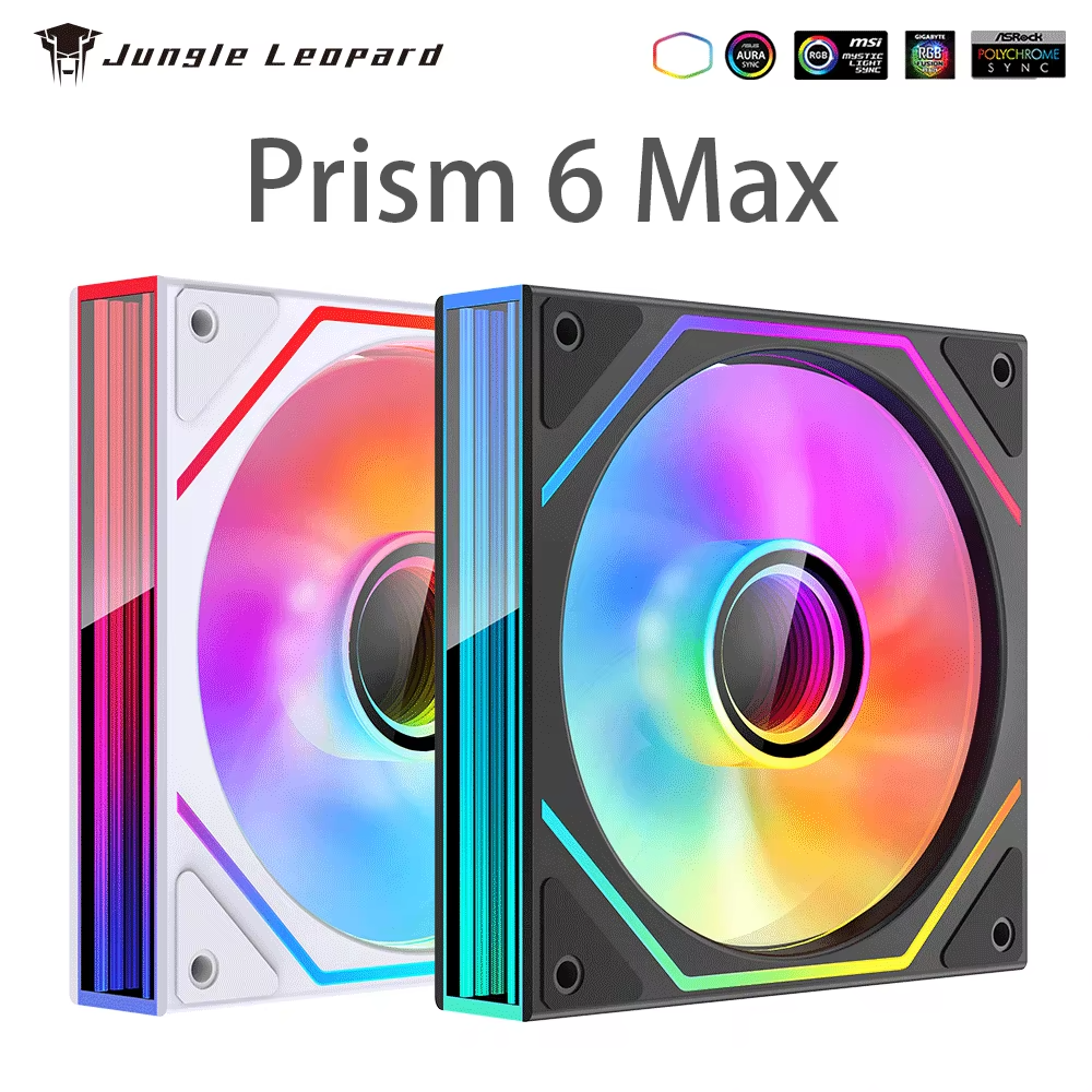 Jungle Leopard Prism 6PRO ARGB PWM Computer PC Fan 120mm, Three Infinite Mirrors on The Side (Black)