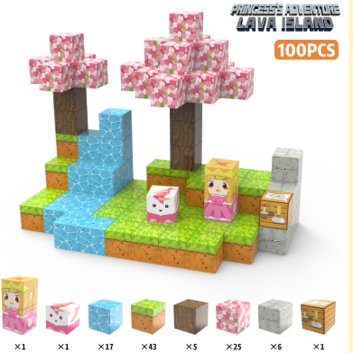 Minecraft Princess Cherry Magnetic Building Block Set – 150 Pieces